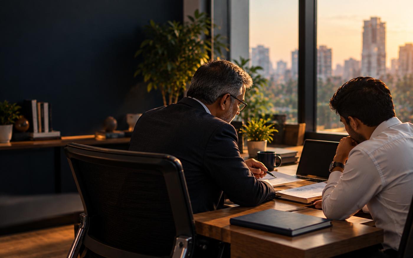 A senior consultant mentoring a colleague